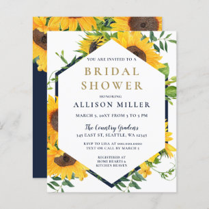 Einladung der Marine Sonnenblumen Bridal Dusche