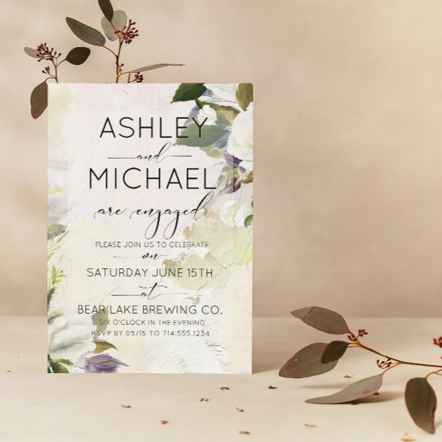 Einladung der Marsala Oil Typografy Engagement Par (Engaged & Excited! Join Us for the Party 🥂💍 [Personalize Here])