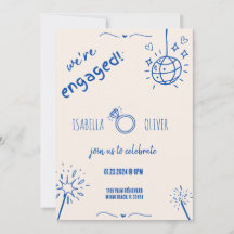 Einladung der modernen blauen Hand