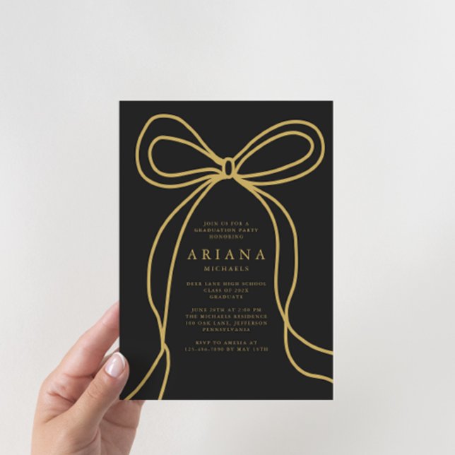 Einladung der modernen Gold Bow Graduation Party (Von Creator hochgeladen)