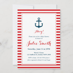 Einladung der Nautical Red Baby Shower