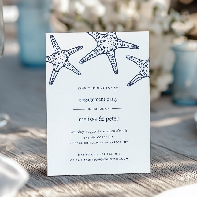 Einladung der "Navy & White Starfish Engagement Pa (Von Creator hochgeladen)