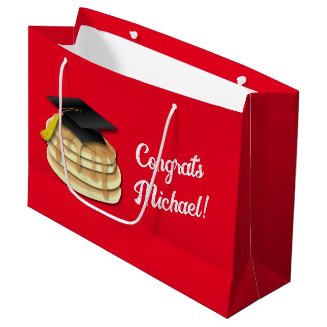 Einladung der Pancake Brunch Graduation Party Große Geschenktüte (Vorderseite Schrägansicht)