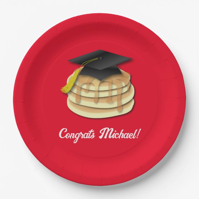 Einladung der Pancake Brunch Graduation Party Pappteller (Vorderseite)