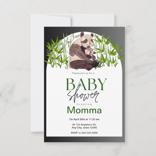 Einladung der Panda Baby Shower (Vorderseite)