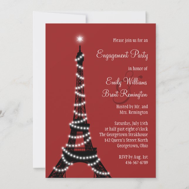 Einladung der "Paris Lights Engagement Party" (Vorderseite)