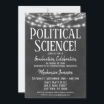 Einladung der Partei für politische wissenschaftli<br><div class="desc">Eine lustige Schwarz-Weiß-Chalkboard Politik-Abschlussfeier mit leuchtenden Lichtern an der Spitze.</div>