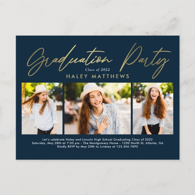Einladung der Penned Party Graduation Party Postkarte (Vorderseite)