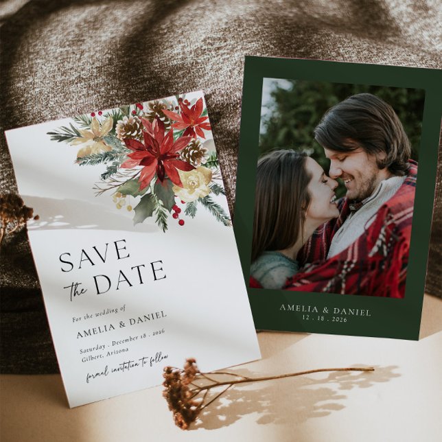 Einladung der Pine Floral Save the Date (Save The Date Invitation Front/Back)