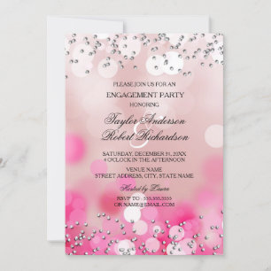 Einladung der Pink Sparkle Lights Engagement Party