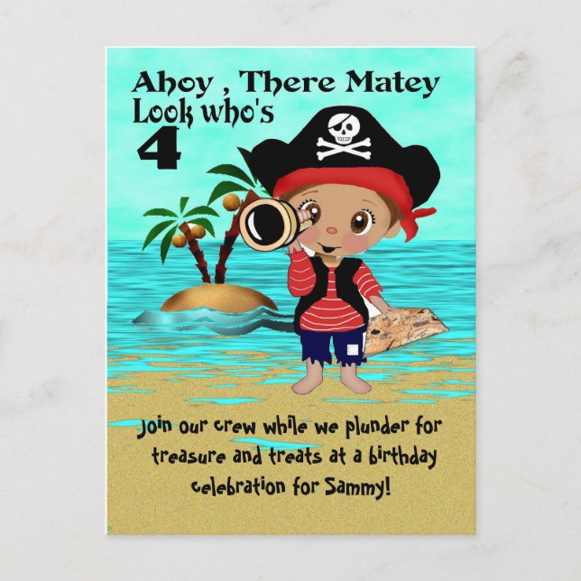 Einladung der Pirate Birthday Party (Vorderseite)