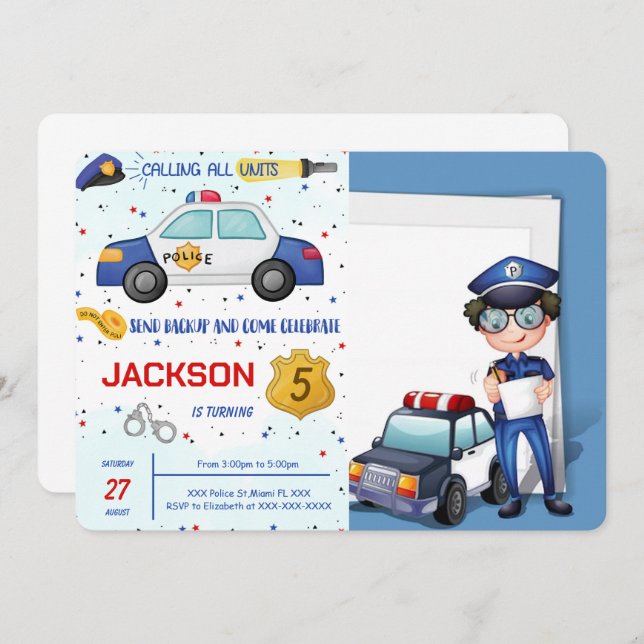 Einladung der Polizei zum Geburtstag Foto (Vorne/Hinten)