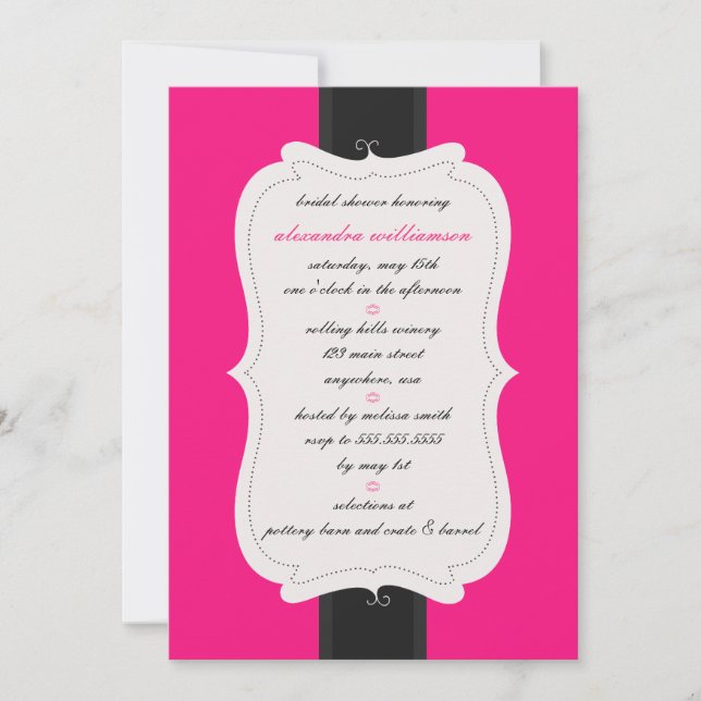 Einladung der Posh Bridal Dusche {Pink & Black} (Vorderseite)