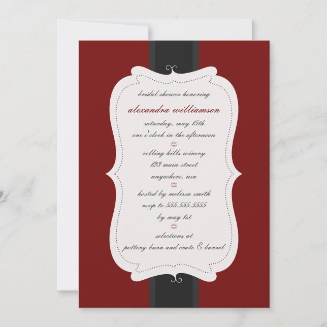 Einladung der Posh Bridal-Dusche {rot & schwarz} (Vorderseite)