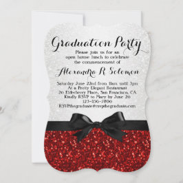 Einladung der Red Glitzer Look Bow Graduation Part