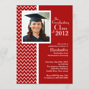 Einladung der Red Zickzack Foto Graduation Party
