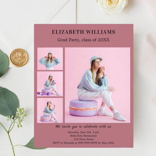 Einladung der Rose Gold Foto Graduation Party (Von Creator hochgeladen)