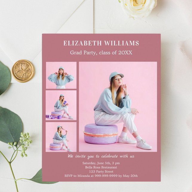 Einladung der Rose Gold Foto Graduation Party (Von Creator hochgeladen)