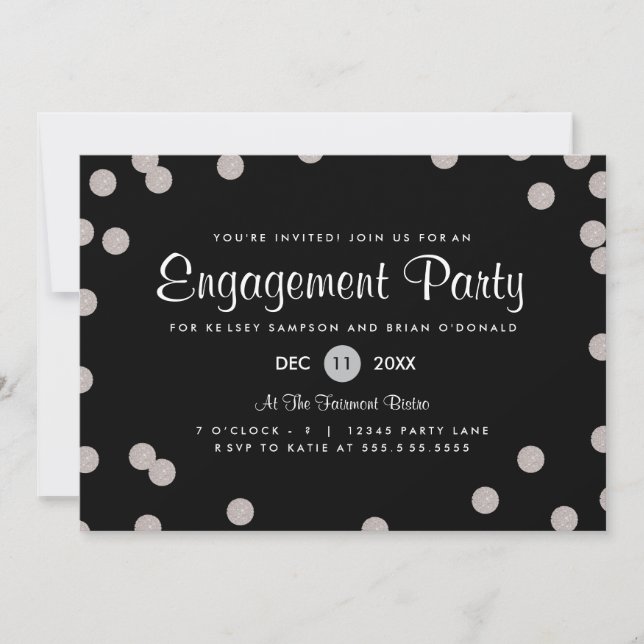Einladung der Silver Dotted Engagement Party (Vorderseite)