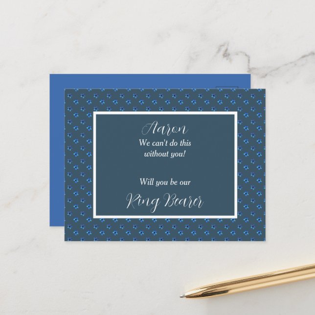 Einladung der Trägerring in blau-weiß (Vorderseite/Rückseite Beispiel)