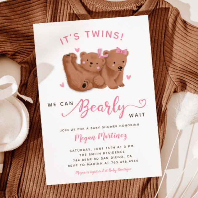 Einladung der Twin Girls Cub Bear Baby Shower (Von Creator hochgeladen)