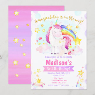 Einladung der Unicorn Magical Birthday Party
