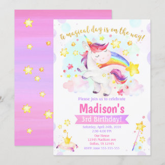 Einladung der Unicorn Magical Birthday Party