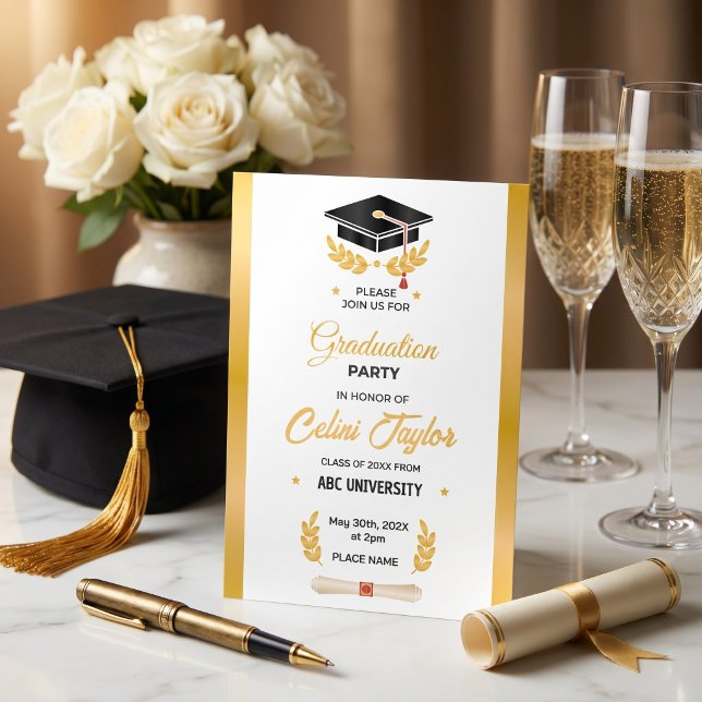 Einladung der von Hand gezeichnet Gradient Graduat (Hand-Drawn Gradient Graduation Party Invitation)