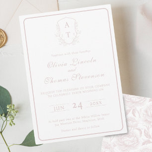 Einladung der Wappen Monogram Rosa Hochzeit