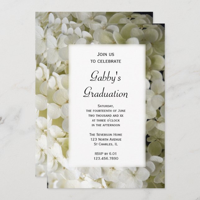 Einladung der White Hydrangea Graduation Party (Vorne/Hinten)