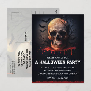 Einladung des Bloody Skull-Halloween-Party Postkar Postkarte