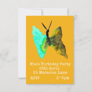 Einladung des bunten Schmetterlingsmädchens zum Ge