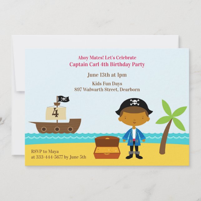 Einladung des Captain der Pirate Birthday Party (Vorderseite)