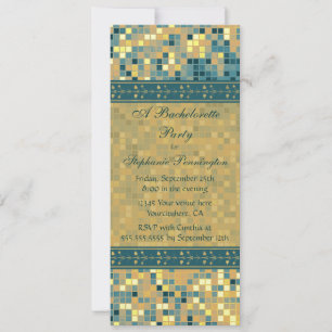 Einladung des eleganten blauen Mosaik-Junggeselinn
