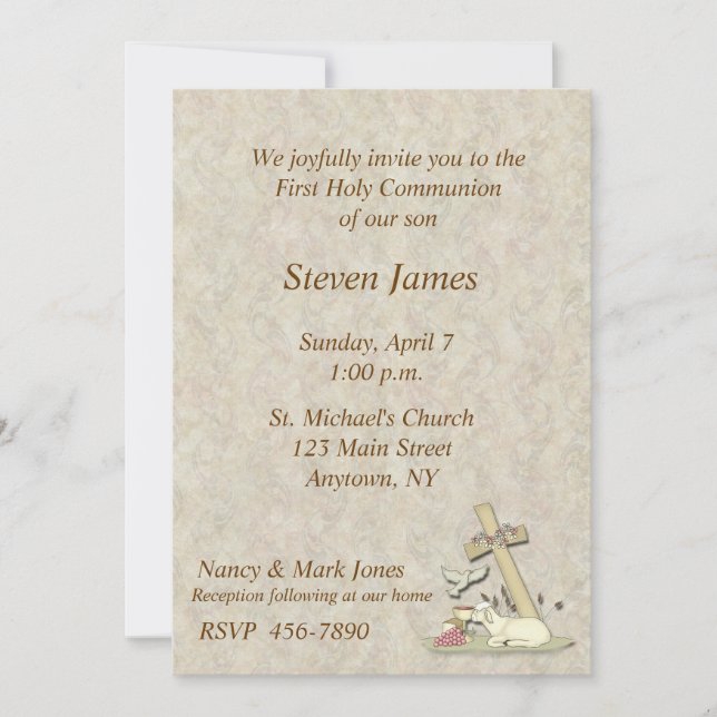 Einladung des ersten Kommunion Lamb (Vorderseite)