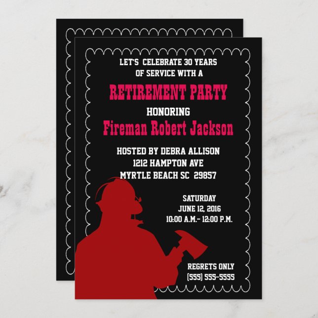 Einladung des Feuerwehrmanns/Feuerwehrführers (Vorne/Hinten)