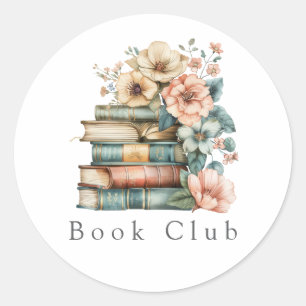 Einladung des Floral Book Club Runder Aufkleber
