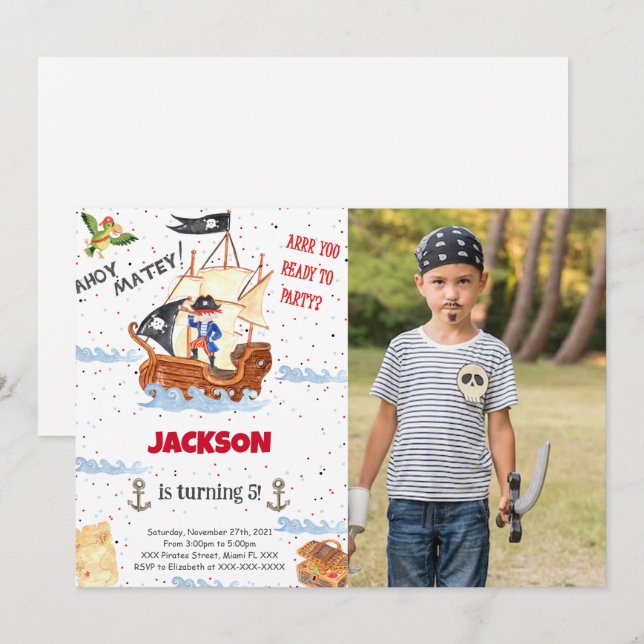 Einladung des Fotos zur Wasserfarbenpiraterie (Vorne/Hinten)