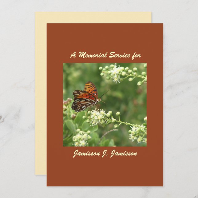 Einladung des Gedenkdienstes, Orangenschmetterling (Vorne/Hinten)