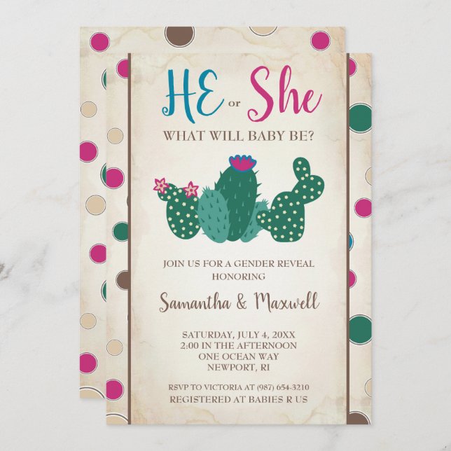 Einladung des Geschlechts, Babydusche (Vorne/Hinten)