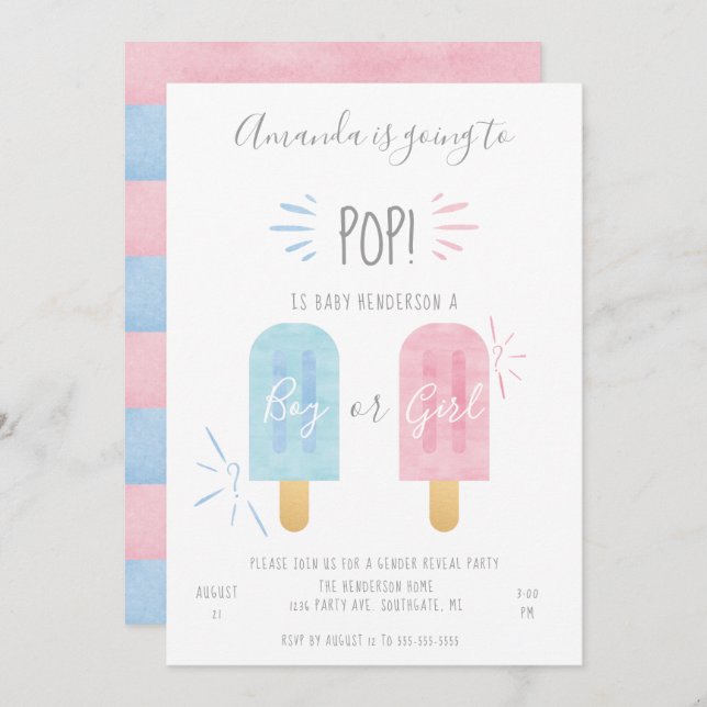 Einladung des Geschlechts, Junge oder Mädchen (Vorne/Hinten)