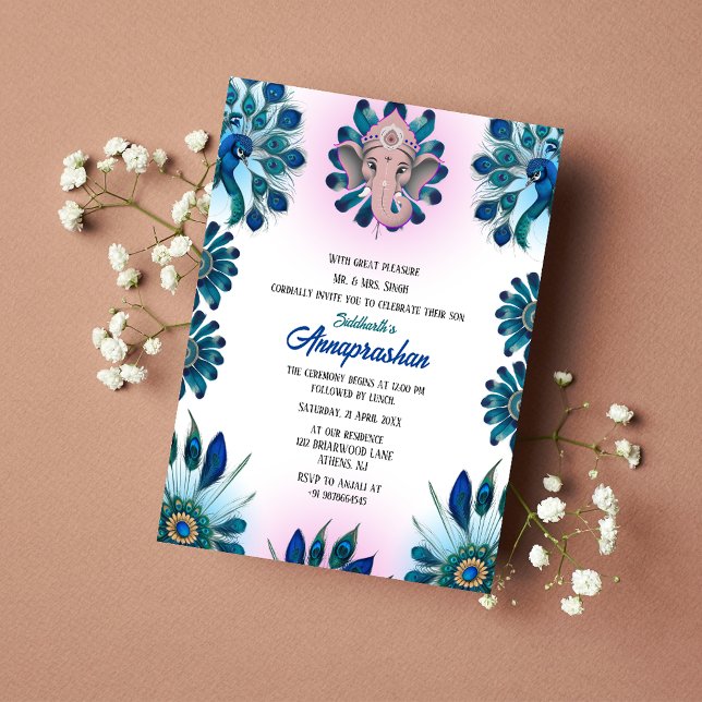 Einladung des Indischen Pfauenführers "Annaprashan (Von Creator hochgeladen)