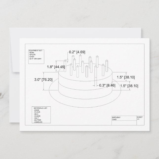 Einladung des Ingenieurs zum Geburtstag (Vorderseite)