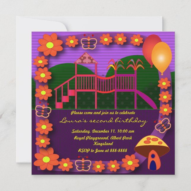 Einladung des Kindergeburtstags:037: Spielplatz Zw (Vorderseite)