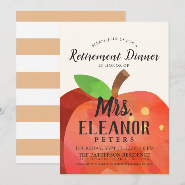 Einladung des Lehrers zum Apple-Rente-Dinner (Vorne/Hinten)
