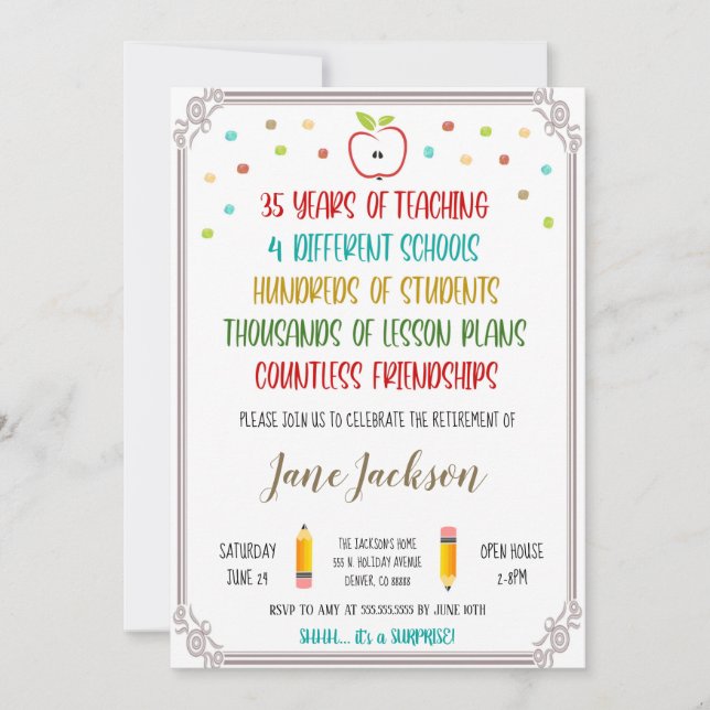 Einladung des Lehrers zur Altersversorgung (Vorderseite)