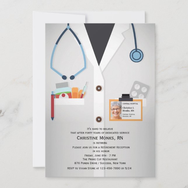 Einladung des medizinischen Fotos zur Ruhestandsre (Vorderseite)