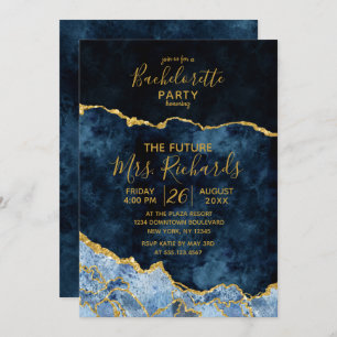 Einladung des Navy Blue Gold Foil Junggeselinnen-A