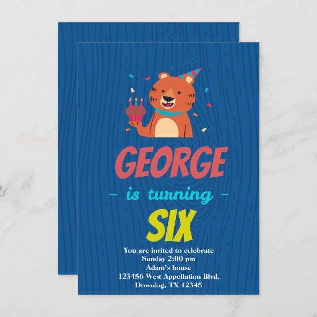 Einladung des Tiger Cupcake Cartoon des Custom Chi (Vorne/Hinten)