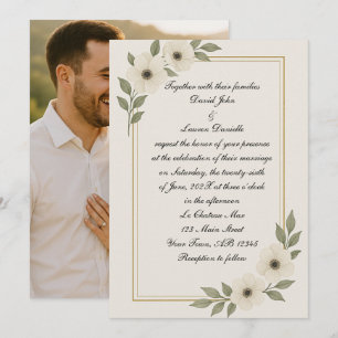 Einladung des White Anemone Foto Hochzeit